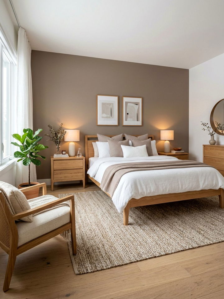 Taupe And White Bedroom With Wood Accents - 30 taupe and white bedroom ideas