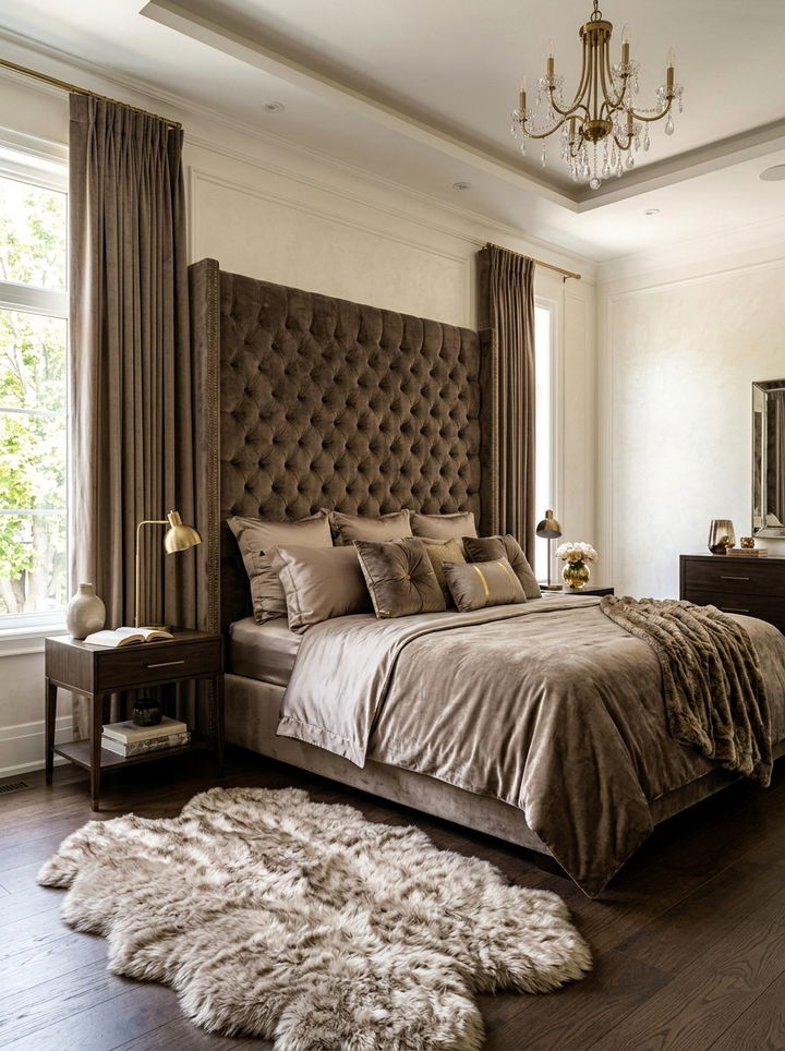 Taupe Velvet Bedroom - 30 taupe bedroom ideas