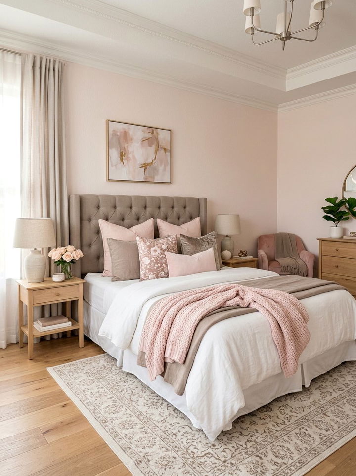 Taupe and Blush Pink Bedroom - 30 taupe bedroom color schemes