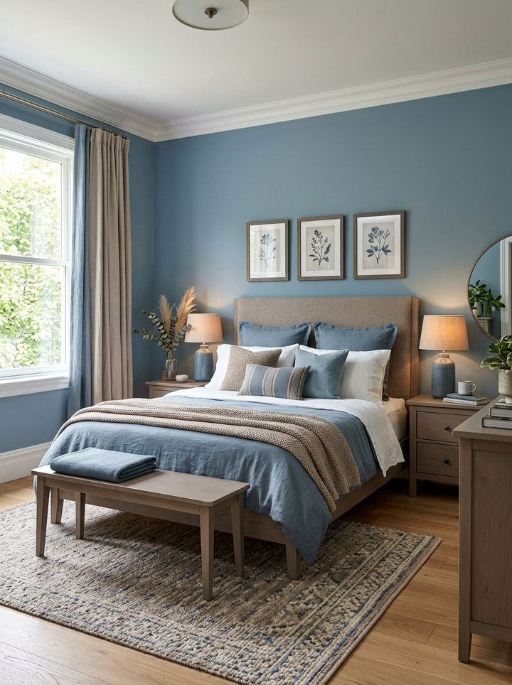 Taupe and Dusty Blue Bedroom - 30 taupe bedroom color schemes