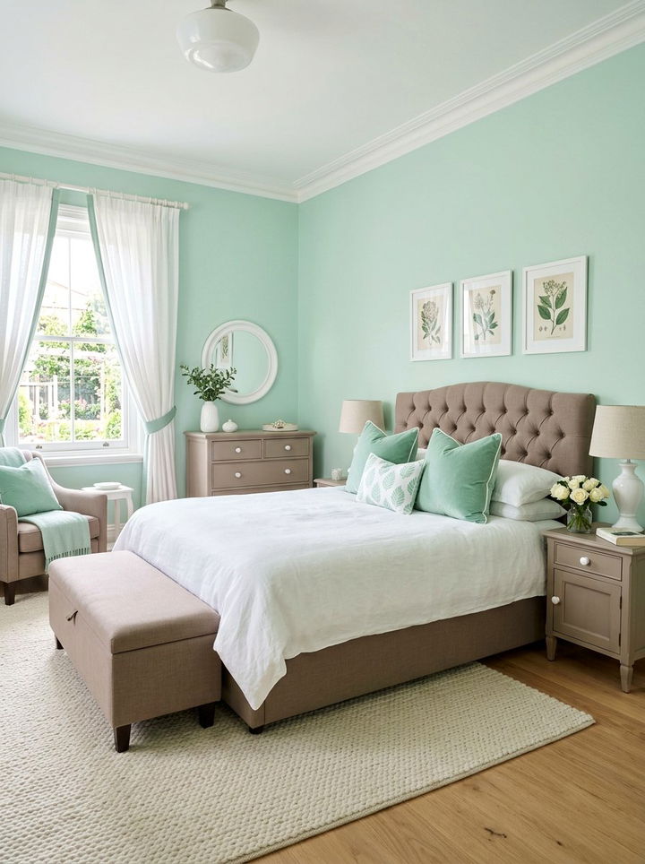 Taupe and Mint Green Bedroom - 30 taupe bedroom color schemes