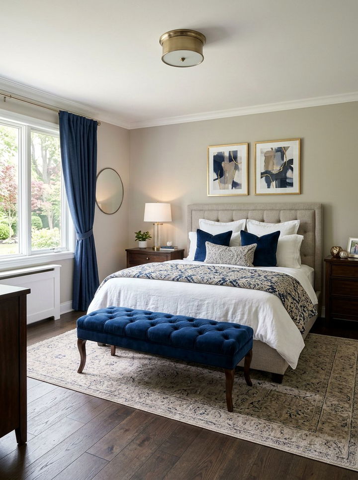 Taupe and Navy Blue Bedroom - 30 taupe bedroom color schemes