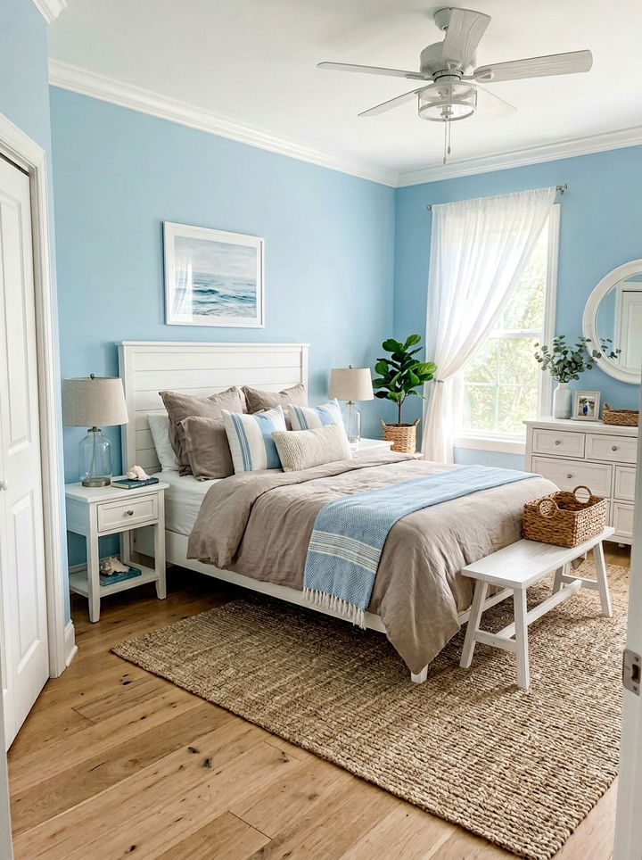 Taupe and Sky Blue Bedroom - 30 taupe bedroom color schemes