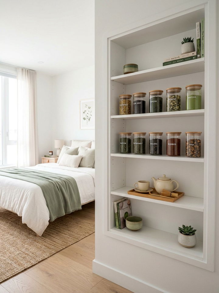 Tea Collection Shelf - 30 bedroom hobby display ideas