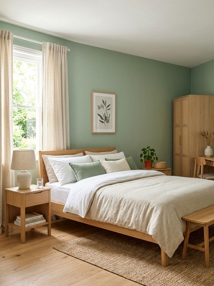 Tea green simple bedroom - 30 minimalist green bedroom ideas
