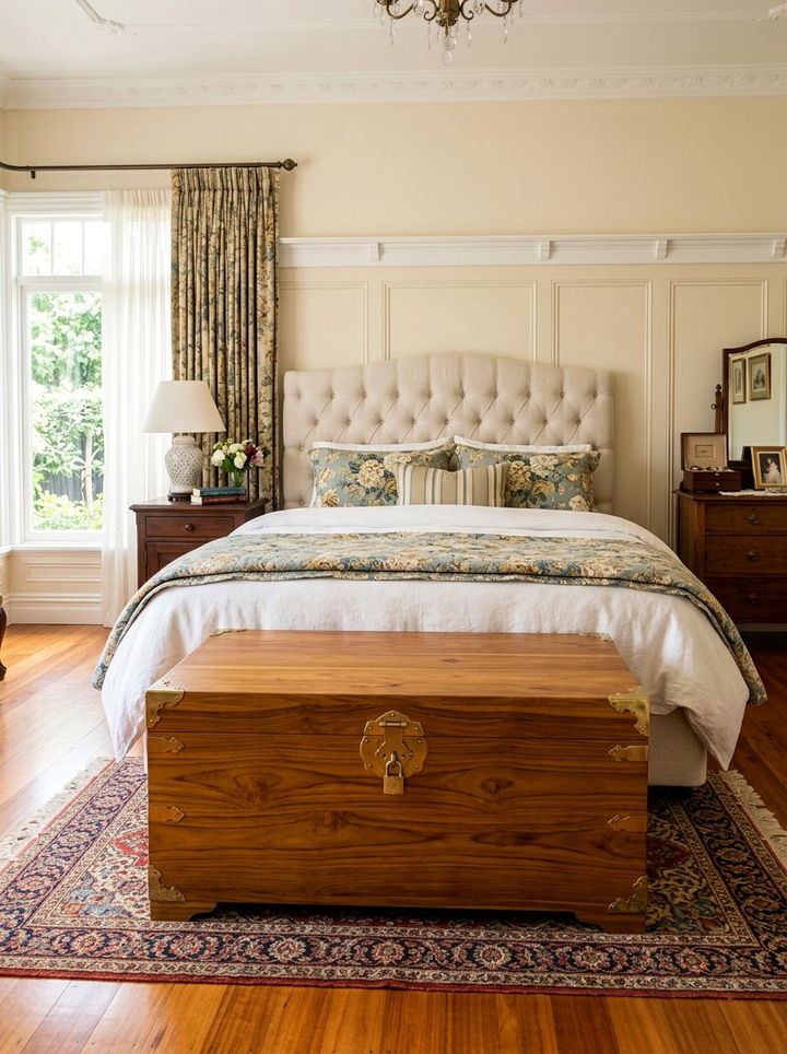 Teak Trunk at Foot of Bed - 30 bedroom teak furniture ideas