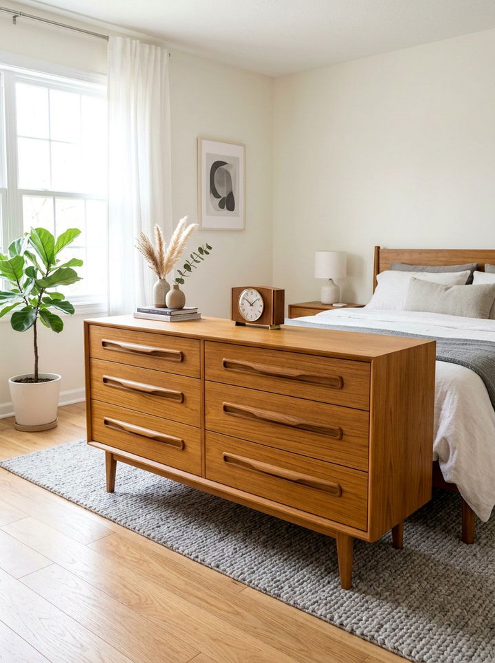 Teak Wood Dresser - 30 mid-century modern bedroom ideas