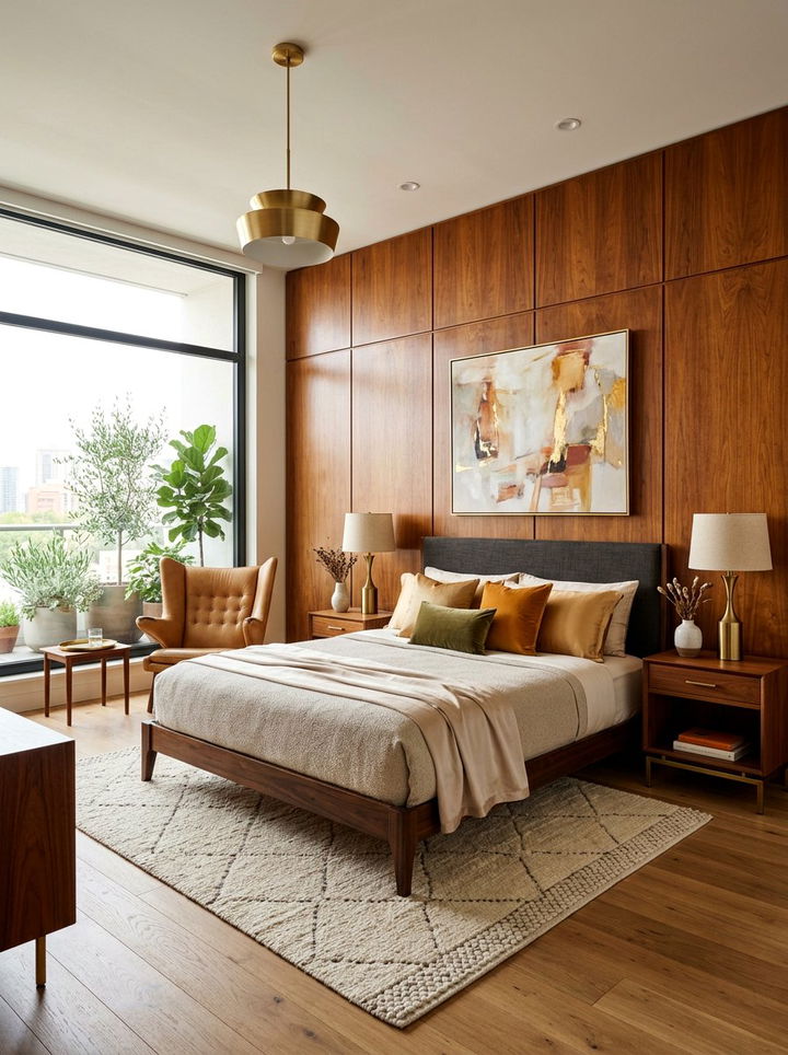 Teak Wood Wall - 30 bedroom wood wall ideas