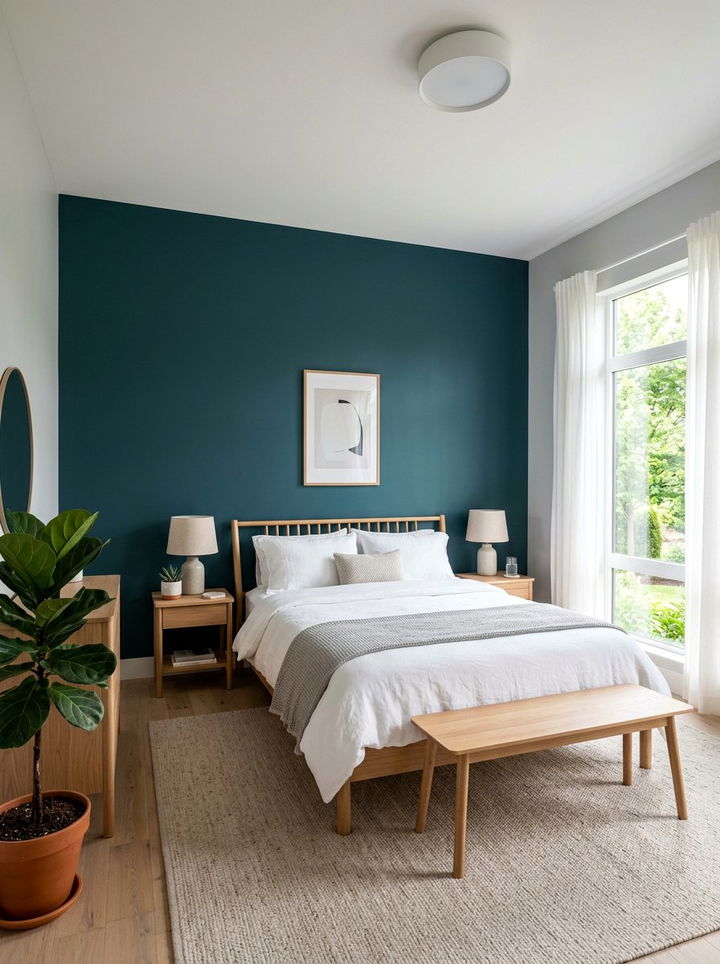 Teal Accent Wall Bedroom - 30 scandinavian teal bedroom ideas
