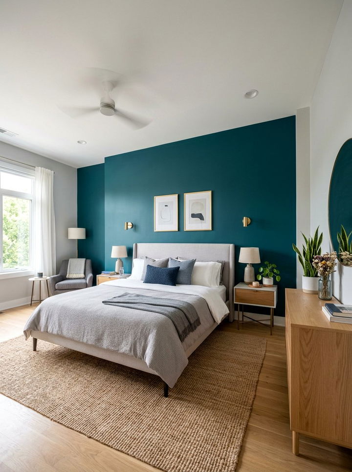 Teal Accent Wall Bedroom - 30 teal bedroom design ideas
