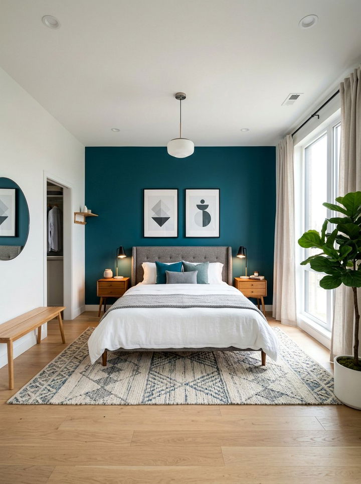 Teal Accent Wall Bedroom - 30 teal bedroom ideas