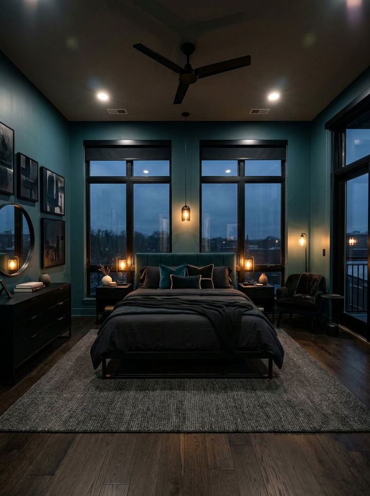 Teal And Black Moody Bedroom - 30 teal bedroom ideas
