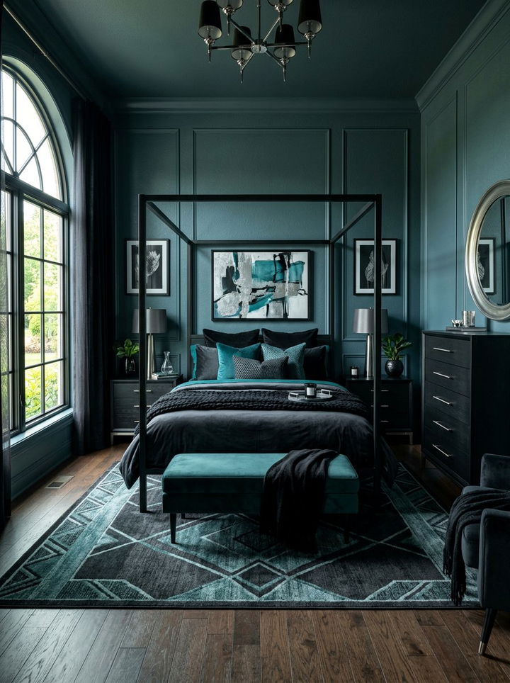 Teal And Black Moody Bedroom - 30 teal bedroom decor ideas