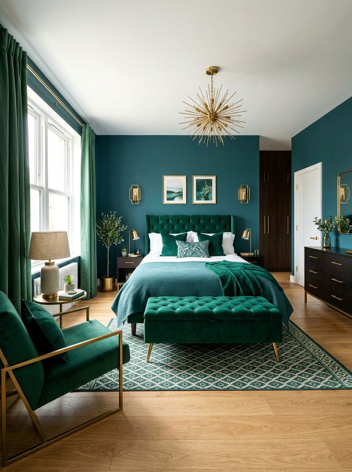 Teal And Emerald Green Bedroom - 30 cool teal bedroom ideas