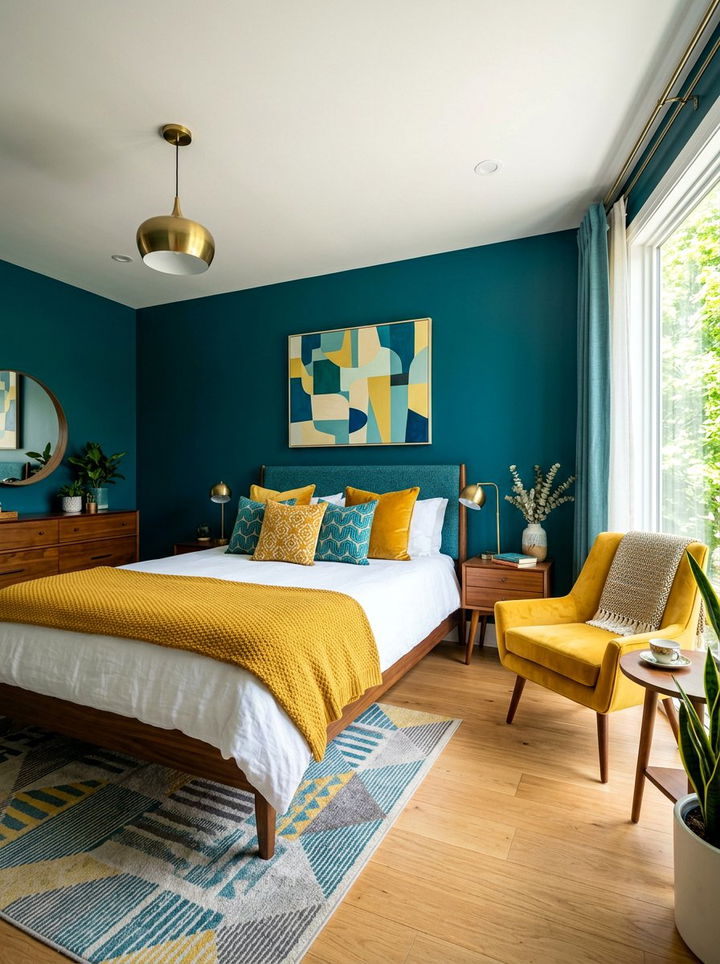 Teal And Mustard Yellow Bedroom - 30 teal bedroom ideas