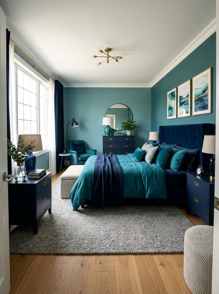 Teal And Navy Blue Bedroom - 30 teal bedroom ideas
