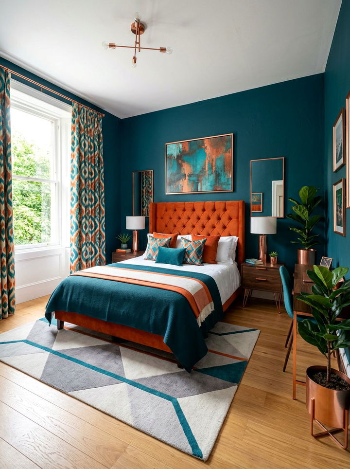 Teal And Orange Bedroom - 30 maximalist bedroom color ideas