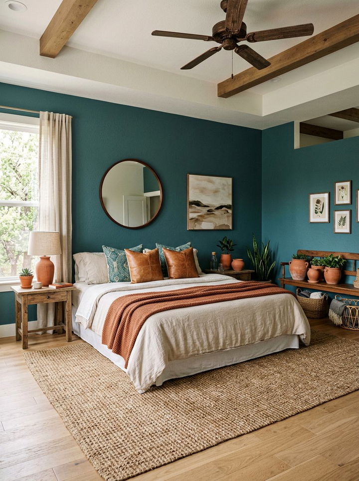 Teal And Terracotta Warm Bedroom - 30 teal bedroom decor ideas