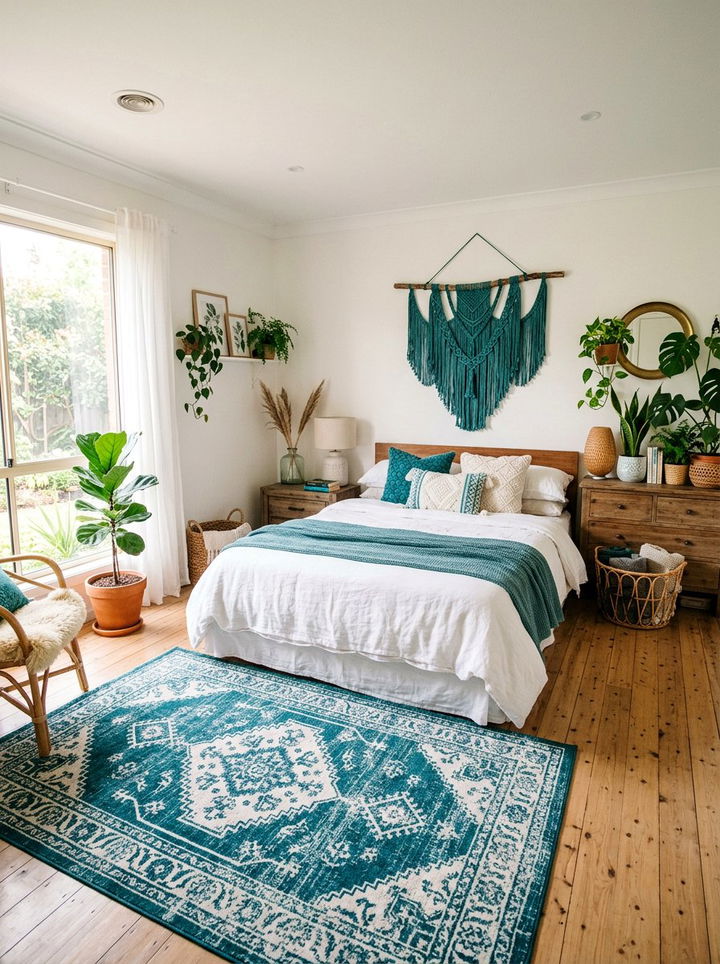 Teal And White Bohemian Bedroom - 30 teal and white bedroom ideas