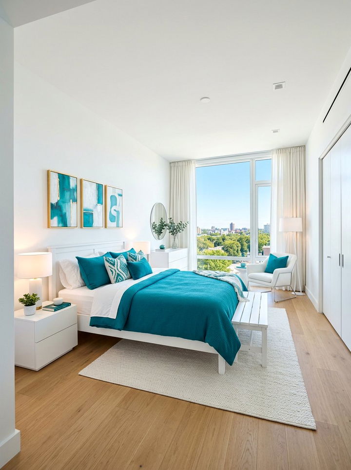 Teal And White Bright Bedroom - 30 teal bedroom decor ideas