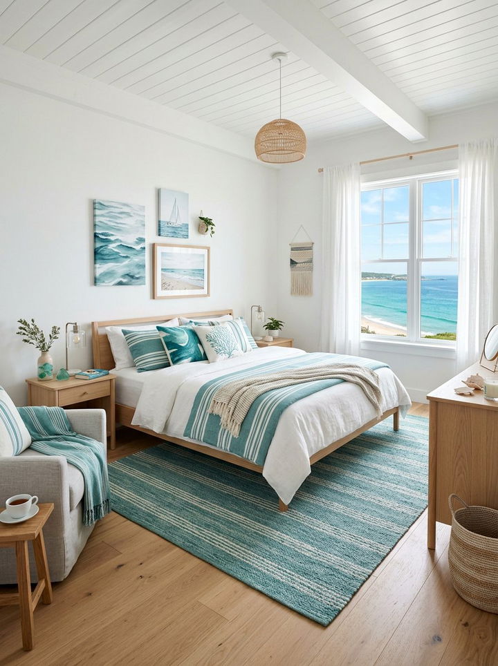 Teal And White Coastal Bedroom - 30 teal bedroom ideas