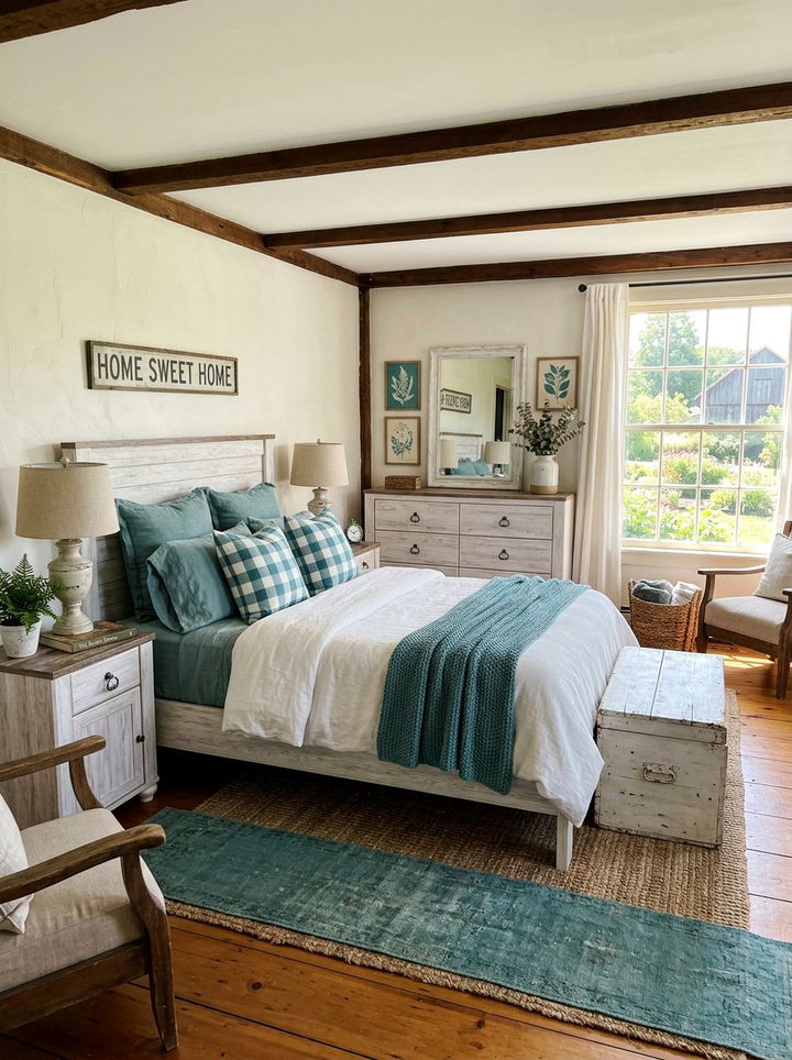 Teal And White Farmhouse Bedroom - 30 teal and white bedroom ideas