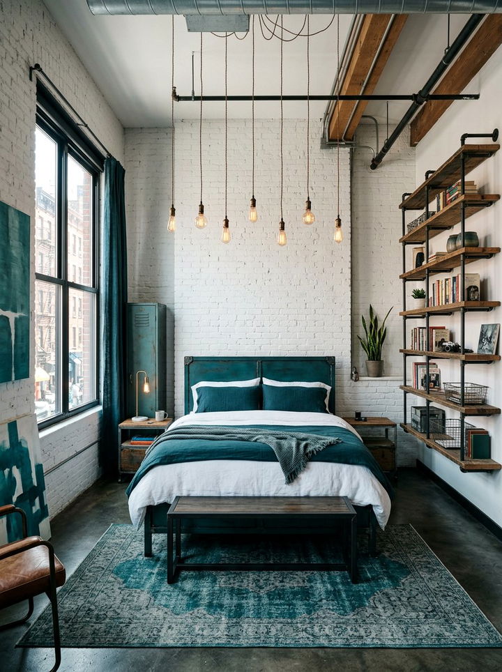 Teal And White Industrial Bedroom - 30 teal and white bedroom ideas