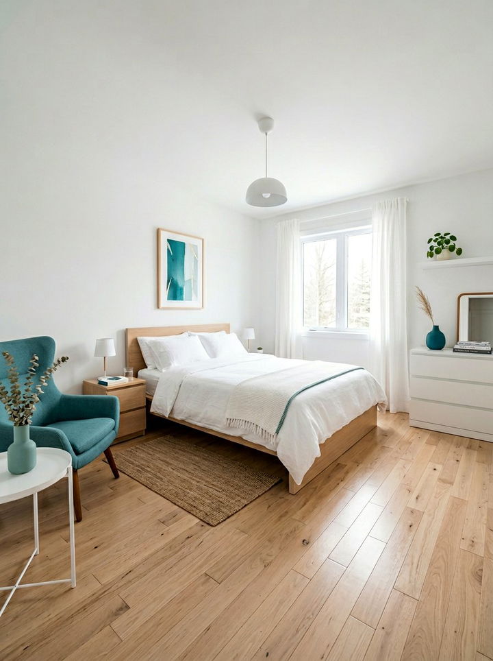 Teal And White Minimalist Bedroom - 30 cool teal bedroom ideas