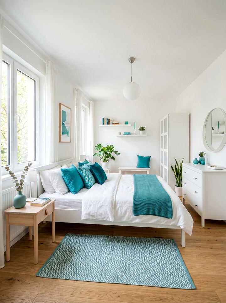 Teal And White Scandi Decor - 30 scandinavian teal bedroom ideas