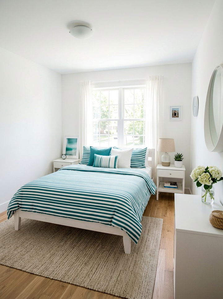 Teal And White Stripes Bedroom - 30 teal and white bedroom ideas