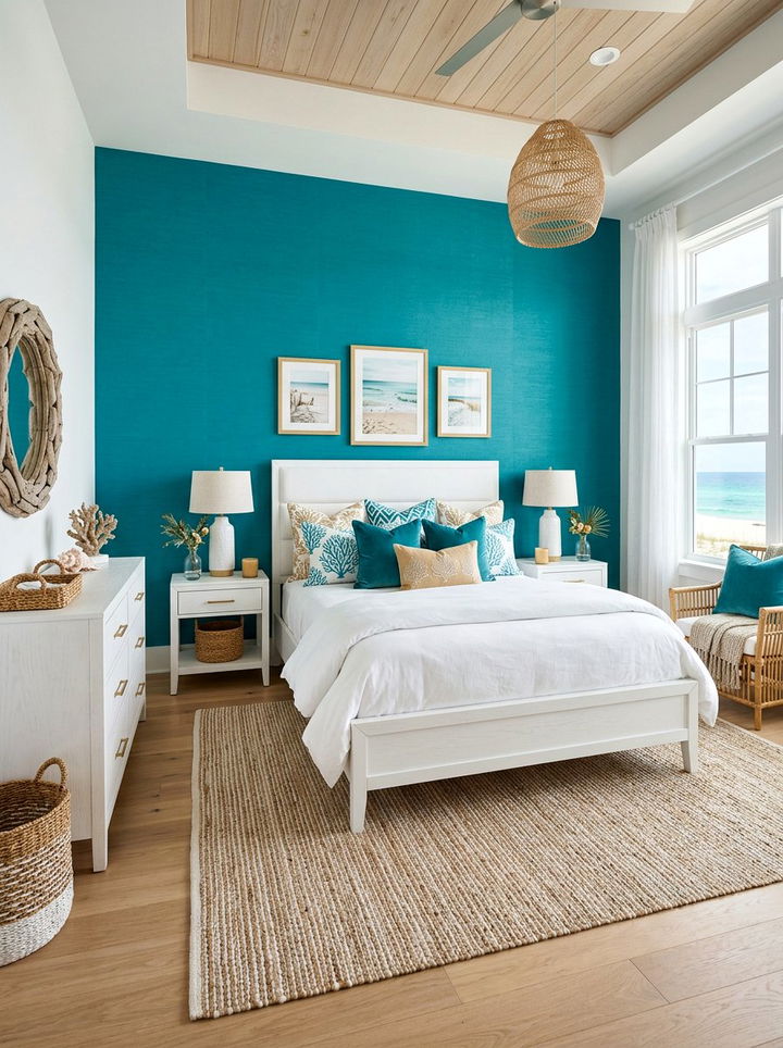 Teal Beach Bedroom - 30 beach themed bedroom ideas