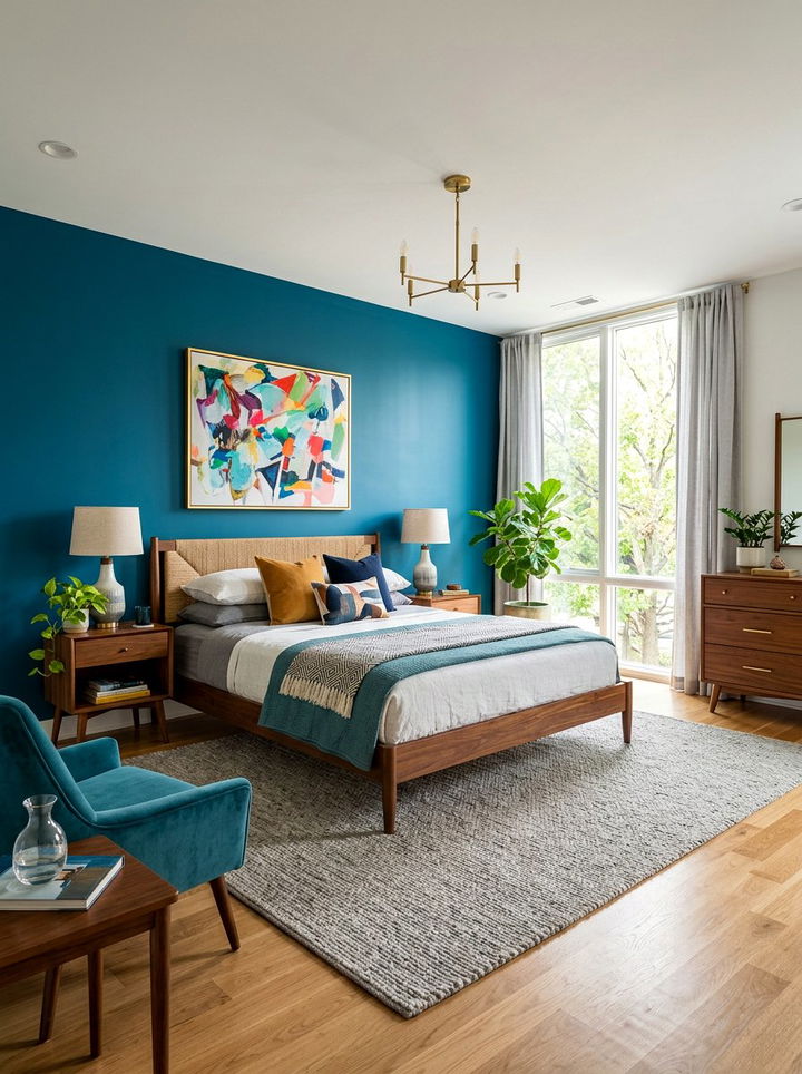 Teal Blue Contemporary Bedroom - 30 blue bedroom design ideas
