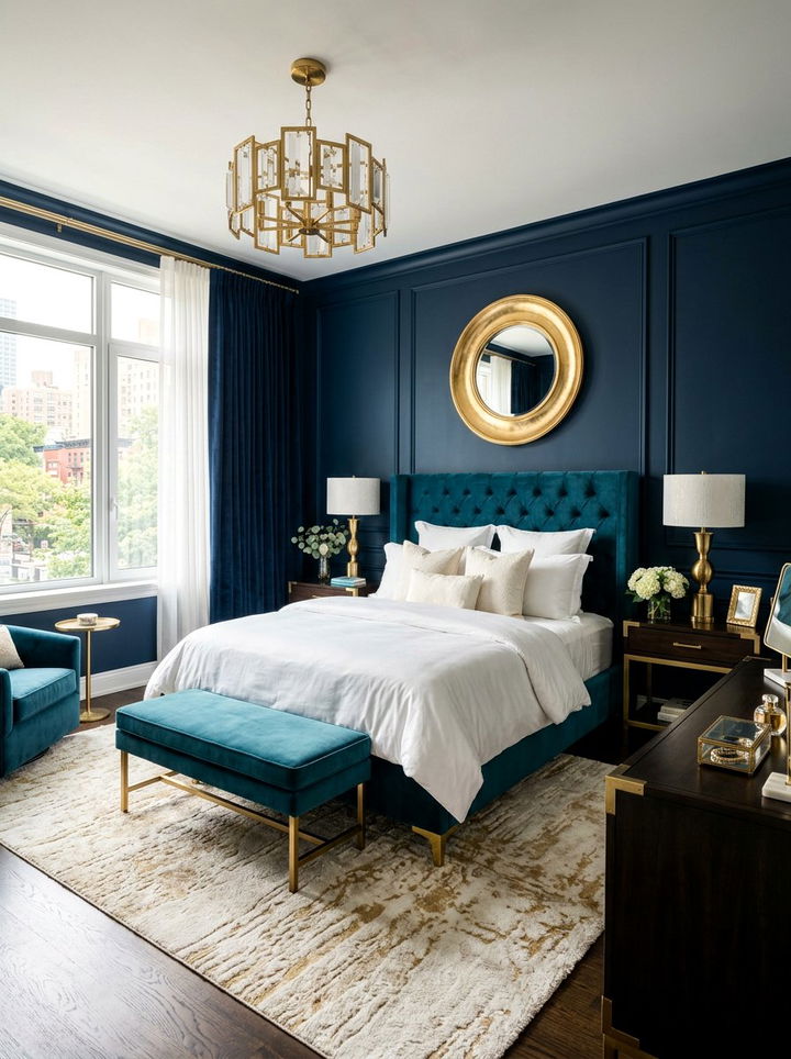 Teal Blue Glamour Bedroom - 30 Hollywood bedroom ideas
