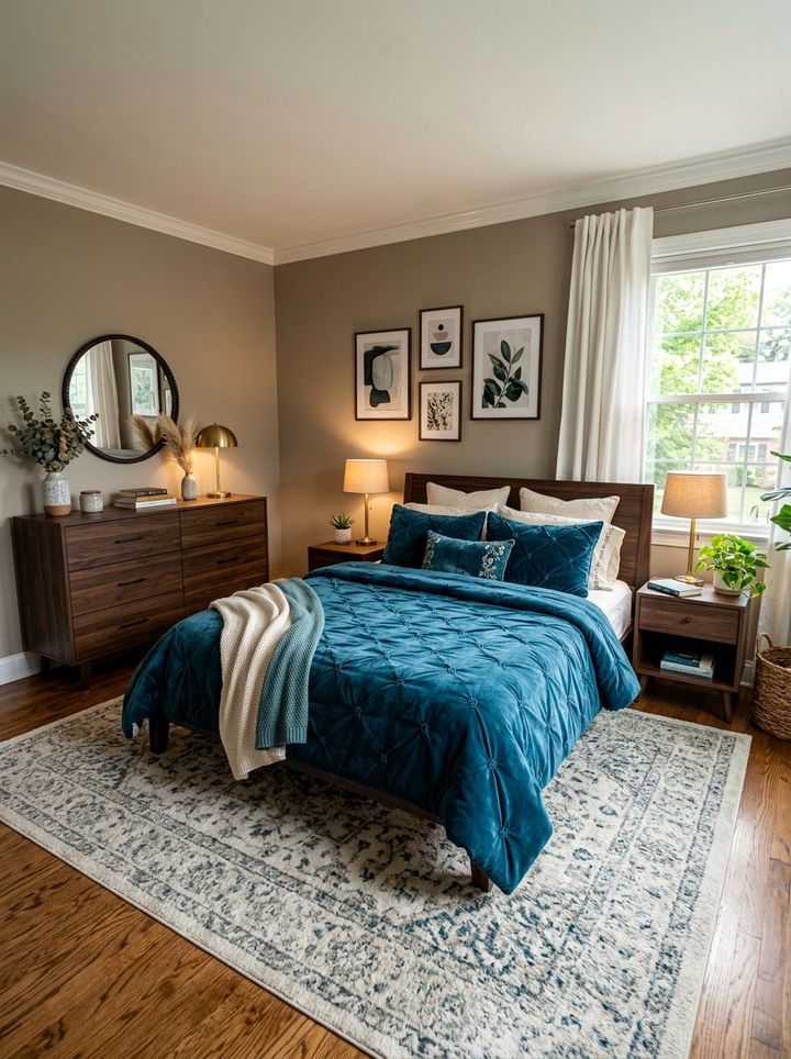 Teal Blue Tufted Bedding - 30 bedroom blue bedding ideas