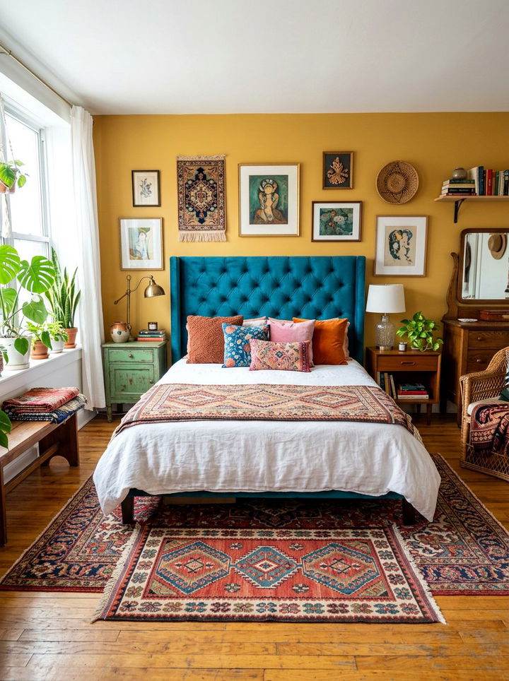 Teal Blue Tufted Headboard - 30 bedroom tufted headboards