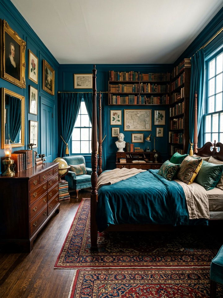 Teal Blue - 30 dark academia bedroom color ideas