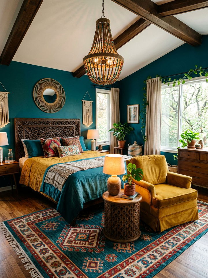 Teal Bohemian Bedroom - 30 bohemian blue bedroom ideas