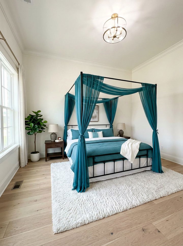 Teal Canopy Bed - 30 cool teal bedroom ideas