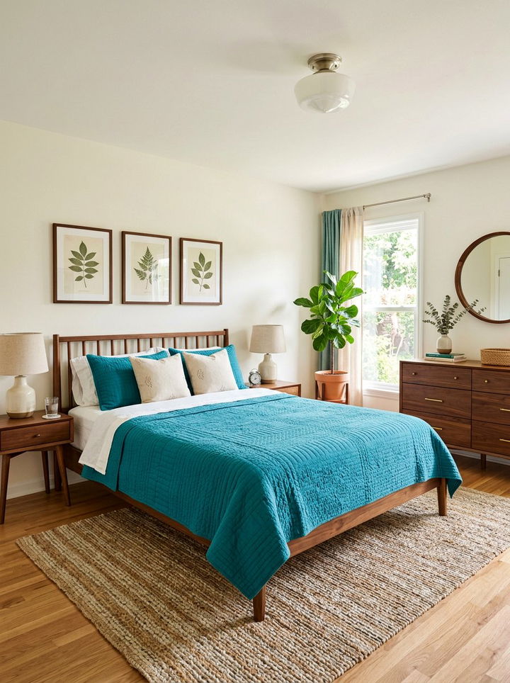 Teal Cotton Quilt - 30 bedroom blue bedding ideas