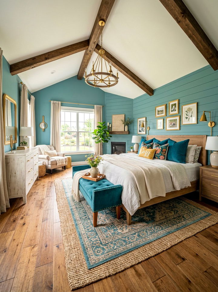 Teal Farmhouse Bedroom - 30 farmhouse blue bedroom ideas