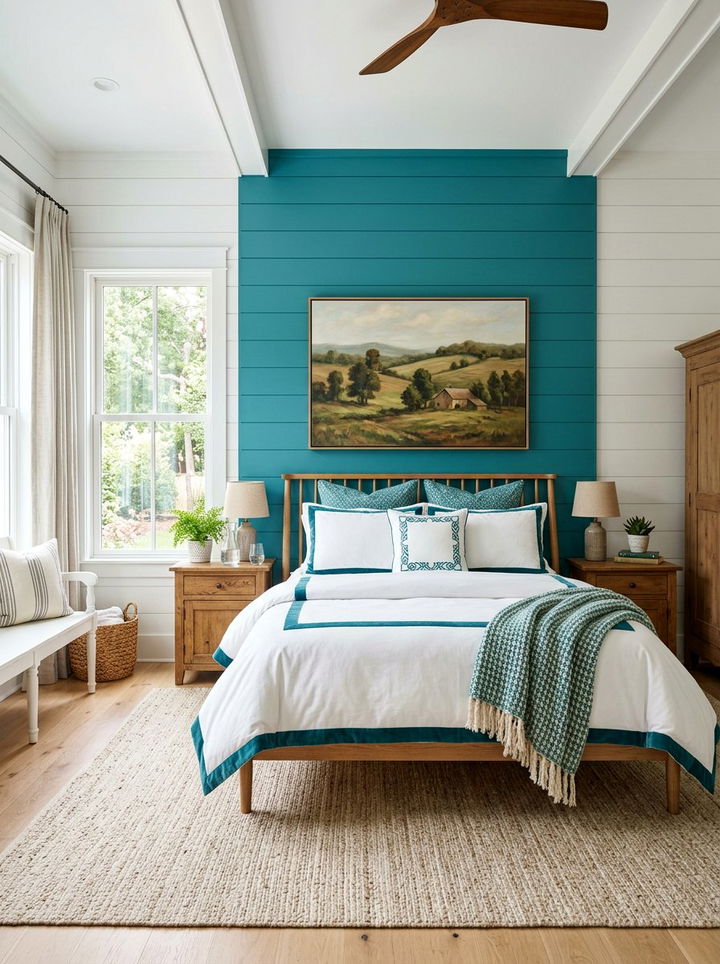 Teal Farmhouse Bedroom - 30 farmhouse bedroom color ideas