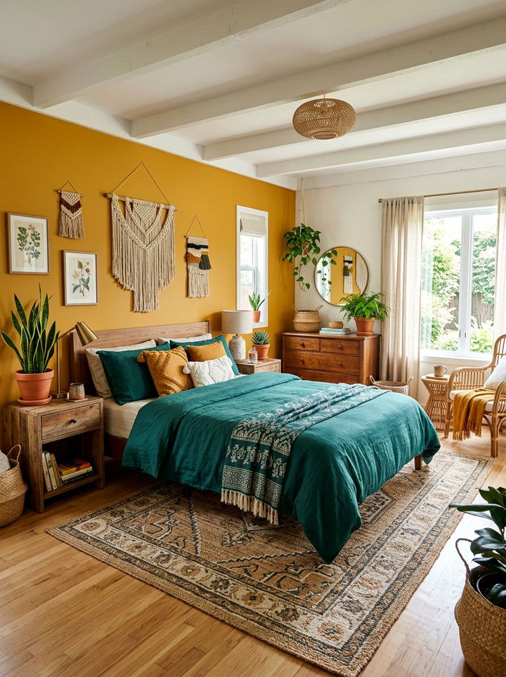 Teal Green And Ochre Yellow Bedroom - 30 yellow green bedroom ideas