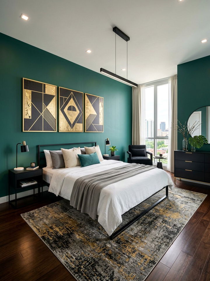 Teal Green Modern Bedroom - 30 bedroom green walls