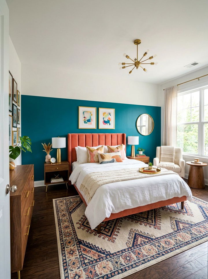 Teal Half Wall Bedroom - 30 bedroom half painted walls