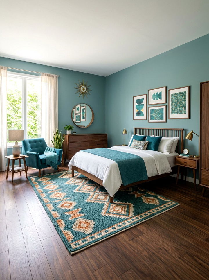 Teal Mid Century Modern Bedroom - 30 cool teal bedroom ideas