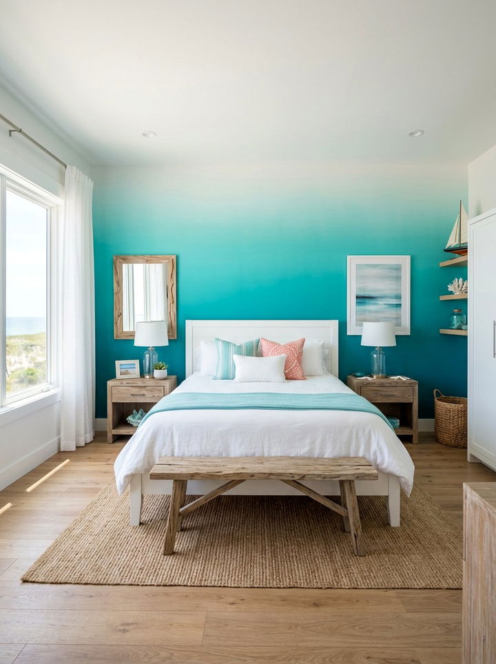 Teal Ombre Bedroom - 30 ombre bedroom ideas