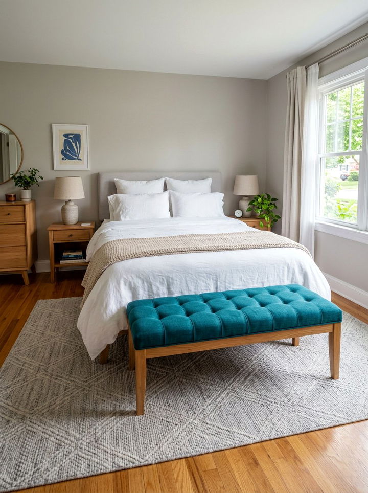 Teal Padded Bench For Bedroom - 30 scandinavian teal bedroom ideas