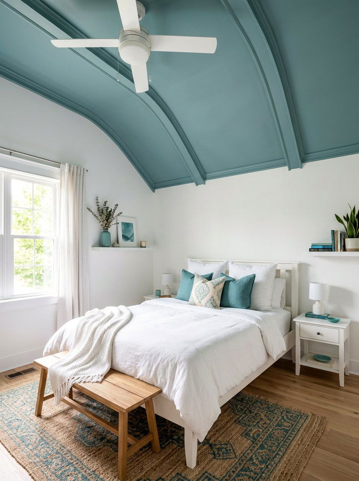 Teal Painted Ceiling Bedroom - 30 teal and white bedroom ideas