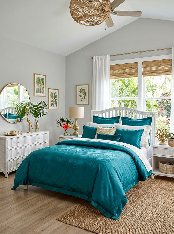 Teal Satin Set - 30 bedroom satin bedding ideas