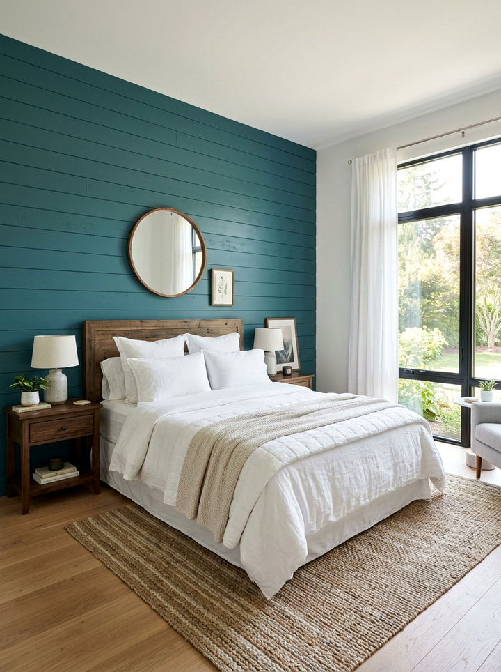 Teal Shiplap Bedroom Wall - 30 cool teal bedroom ideas
